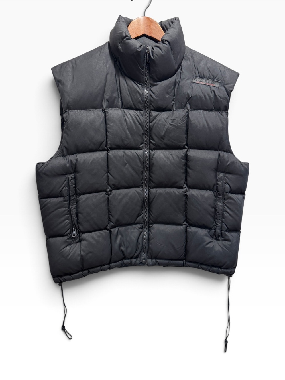 Vintage Polo Sport Ralph Lauren Black Down Puffer Full Zip Vest Jacket Mens
